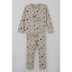 Breeze Kız Bebek Eşofman Takımı Kalp Desenli 9 Ay-3 Yaş, Bej