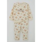Breeze Kız Bebek Eşofman Takımı Sevimli Fiyonklu Ayıcık Desenli 6 Ay-2 Yaş, Krem - 1 Yaş