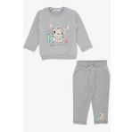 BREEZE Kız Bebek Eşofman Takımı Sevimli Hayvancık Dostlar 4 Ay-1.5 Yaş, Açık Gri Melanj