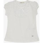Breeze Kız Bebek Güpür Dantel Yaka Detaylı Pamuklu T-Shirt - Beyaz - 6 - 9 Ay