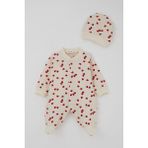 Breeze Kız Bebek Patikli Tulum Sevgi Temalı Kalp Desenli 0-6 Ay, Krem - 4 Ay