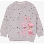 Breeze Kız Bebek Sweatshirt Mutlu Kedicikler 4 Ay-1.5 Yaş, Bej Melanj - 6 Ay