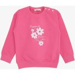 Breeze Kız Bebek Sweatshirt Simli Çiçek Baskılı 9 Ay-3 Yaş, Pembe - 1 Yaş