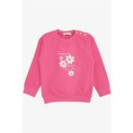 BREEZE Kız Bebek Sweatshirt Simli Çiçek Baskılı 9 Ay-3 Yaş, Pembe