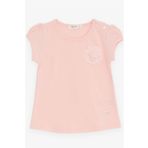 Breeze Kız Bebek Tişört Çiçek Nakışlı 9 Ay-3 Yaş, Somon