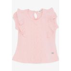 Breeze Kız Bebek Tişört Fırfırlı Nakışlı Güpürlü 6 Ay-2 Yaş, Pembe - 1 Yaş