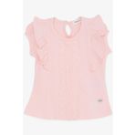 BREEZE Kız Bebek Tişört Fırfırlı Nakışlı Güpürlü 6 Ay-2 Yaş, Pembe