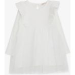 Breeze Kız Bebek Uzun Kollu Elbise Omuzu Fırfırlı Tüllü 9 Ay-3 Yaş, Beyaz - 1,5 Yaş