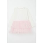Breeze Kız Bebek Uzun Kollu Elbise Tül Çiçekli 9 Ay-3 Yaş, Ekru - 1,5 Yaş