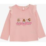 Breeze Kız Bebek Uzun Kollu Tişört Danscı Kız Baskılı Güpürlü 9 Ay-3 Yaş, Pudra - 1,5 Yaş