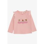 Breeze Kız Bebek Uzun Kollu Tişört Danscı Kız Baskılı Güpürlü 9 Ay-3 Yaş, Pudra