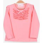 Breeze Kız Bebek Uzun Kollu Tişört Güpürlü Fiyonklu 6 Ay-8 Yaş, Somon - 1 Yaş