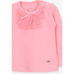 Breeze Kız Bebek Uzun Kollu Tişört Güpürlü Fiyonklu Pudra (6 Ay-2 Yaş) - 1 Yaş
