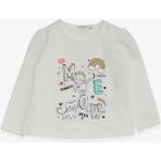 Breeze Kız Bebek Uzun Kollu Tişört Kedicik Baskılı 9 Ay-3 Yaş, Ekru - 1,5 Yaş