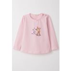 Breeze Kız Bebek Uzun Kollu Tişört Sevimli Ceylancık Baskılı 9 Ay-3 Yaş, Pembe
