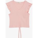 Breeze Kız Çocuk Crop Tişört Bağcıklı Fırfırlı 8-14 Yaş, Somon - 8 Yaş