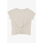 BREEZE Kız Çocuk Crop Tişört Çapraz Detaylı 9-14 Yaş, Bej