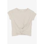 Breeze Kız Çocuk Crop Tişört Çapraz Detaylı Bej (9-14 Yaş) - 11 Yaş