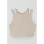 Breeze Kız Çocuk Crop Tişört Çift Askı Omuz Detaylı 9-16 Yaş, Bej - 10 Yaş