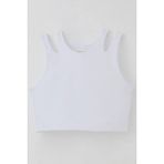 Breeze Kız Çocuk Crop Tişört Çift Askı Omuz Detaylı 9-16 Yaş, Beyaz - 14 Yaş