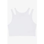 Breeze Kız Çocuk Crop Tişört Çift Askı Omuz Detaylı 9-16 Yaş, Beyaz