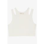 Breeze Kız Çocuk Crop Tişört Çift Askı Omuz Detaylı 9-16 Yaş, Ekru