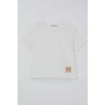 Breeze Kız Çocuk Crop Tişört Fiyonk Arma Detaylı 7-12 Yaş, Ekru