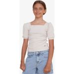 Breeze Kız Çocuk Crop Tişört Kare Yaka Bej (8-14 Yaş) - 9 Yaş