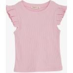 Breeze Kız Çocuk Crop Tişört Kolları Fırfırlı 8-14 Yaş, Pembe - 9 Yaş