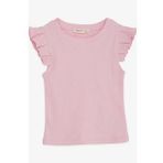Breeze Kız Çocuk Crop Tişört Kolları Fırfırlı 8-14 Yaş, Pembe