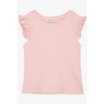 BREEZE Kız Çocuk Crop Tişört Kolları Fırfırlı 8-14 Yaş, Somon
