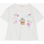 Breeze Kız Çocuk Crop Tişört Mutluluk Temalı 8-14 Yaş, Ekru - 12 Yaş
