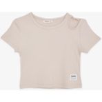 Breeze Kız Çocuk Crop Tişört Omuzu Açık Detaylı Fitilli Bej (9-14 Yaş) - 12 Yaş