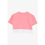 BREEZE Kız Çocuk Crop Tişört Yazı Baskılı Yanları Yırtmaçlı 9-14 Yaş, Neon Pembe
