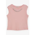 BREEZE Kız Çocuk Crop Tişört Zincir Aksesuarlı 9-14 Yaş, Somon