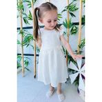 Breeze Kız Çocuk Elbise Fiyonklu Kolları Fırfırlı 3-7 Yaş, Ekru - 3 Yaş