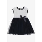 BREEZE Kız Çocuk Elbise Puantiye Desenli Fiyonklu 3-8 Yaş, Beyaz