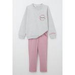 Breeze Kız Çocuk Eşofman Takım Çiçek Nakışlı 1.5-5 Yaş, Açık Gri Melanj - 1,5 Yaş