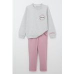 Breeze Kız Çocuk Eşofman Takım Çiçek Nakışlı 1.5-5 Yaş, Açık Gri Melanj