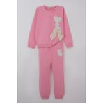 Breeze Kız Çocuk Eşofman Takımı Kalp Nakışlı Fiyonklu 4-9 Yaş, Pembe - 5 Yaş