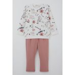 Breeze Kız Çocuk Eşofman Takımı Pati Masalı Temalı Pantolonu Fiyonk Detaylı 1-4 Yaş, Beyaz - 1 Yaş
