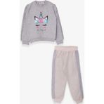Breeze Kız Çocuk Eşofman Takımı Unicorn 1.5-5 Yaş, Gri Melanj - 1,5 Yaş