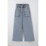 Breeze Kız Çocuk Jean Pantolon Geniş Paça Düğmeli Paçası Püskül Detaylı 10-14 Yaş, Açık Mavi - 13 Yaş