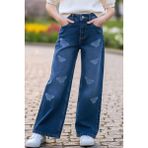 Breeze Kız Çocuk Jean Pantolon Kelebek Nakışlı 5-9 Yaş, Mavi - 5 Yaş