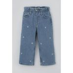 Breeze Kız Çocuk Jean Pantolon Papatya Nakışlı Düğmeli 1.5-5 Yaş, Açık Mavi