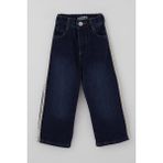 Breeze Kız Çocuk Jean Pantolon Yanları Şerit Güpür Detaylı 3-7 Yaş, Koyu Mavi - 3 Yaş