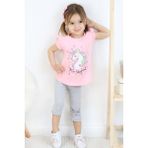 Breeze Kız Çocuk Kapri Taytlı Takım Unicorn Baskılı 1.5-5 Yaş, Pembe - 18 Ay