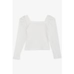 Breeze Kız Çocuk Kare Yaka Uzun Kollu Bluz Fitilli Crop 8-14 Yaş, Ekru