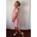 Breeze Kız Çocuk Keten Elbise Düğmeli Yanları Cepli 6-12 Yaş, Pembe - 8 Yaş