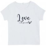 Breeze Kız Çocuk Pamuklu Love Yazılı T-Shirt - 11 - 12 Yaş - Beyaz